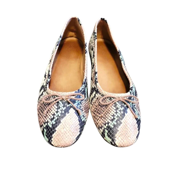 MADEWELL The Adelle Ballet Flat in Snake Embossed Leather muted shell multi 9 - Picture 3 of 10